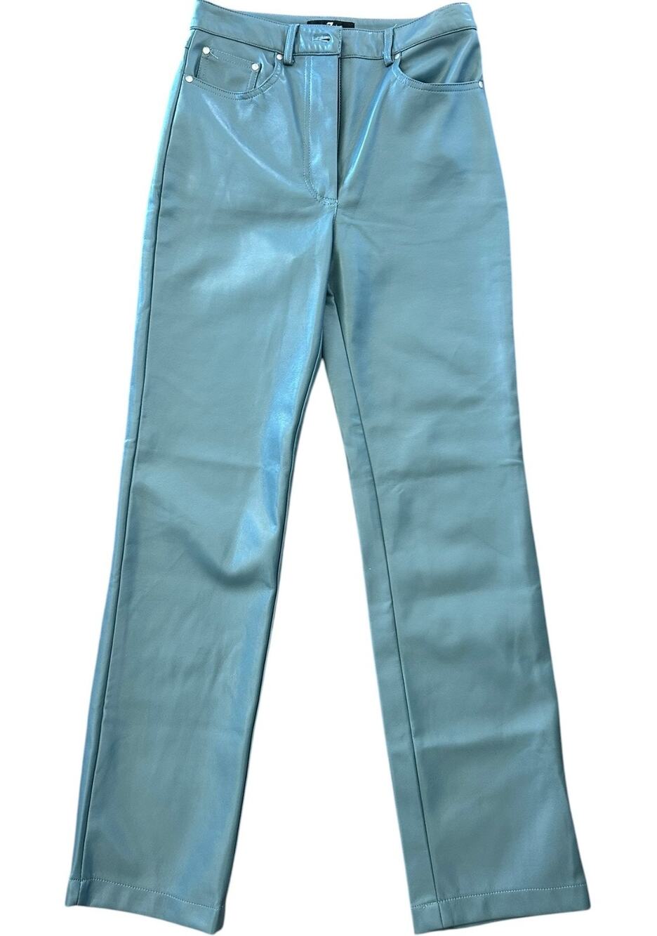 For All Mankind Faux Leather Pants XS Blue High Rise Straight Leg Western Chic